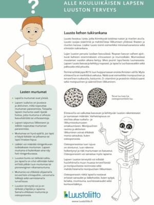 Alle kouluikäisen lapsen luuston terveys