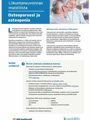 Liikuntaneuvonnan muistilista