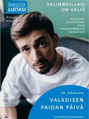 Nuori mies valkoisessa paidassa: Valinnoillasi on väliä - huolehdi luustostasi kuin valkoisimmasta paidastasi.
