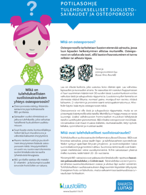 Tulehdukselliset suolistosairaudet ja osteoporoosi -esitteen etusivu.